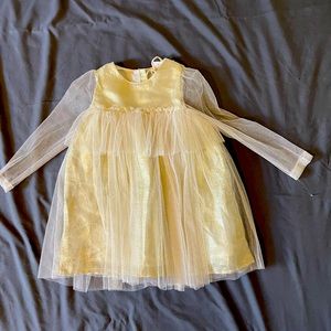 New with Tags Jessica Simpson 3T ivory and gold tulle overlay dress